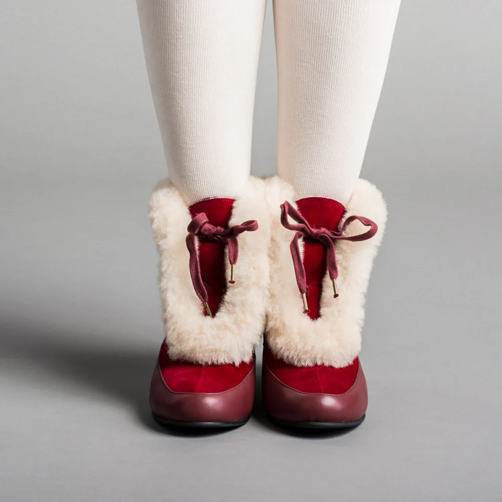 Alpen Retro Winter Booties (Oxblood/Ivory) - Image 3