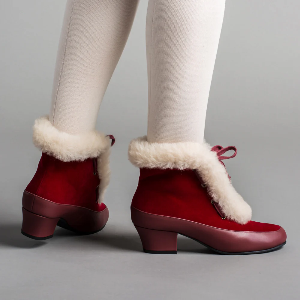 Alpen Retro Winter Booties (Oxblood/Ivory) - Image 4