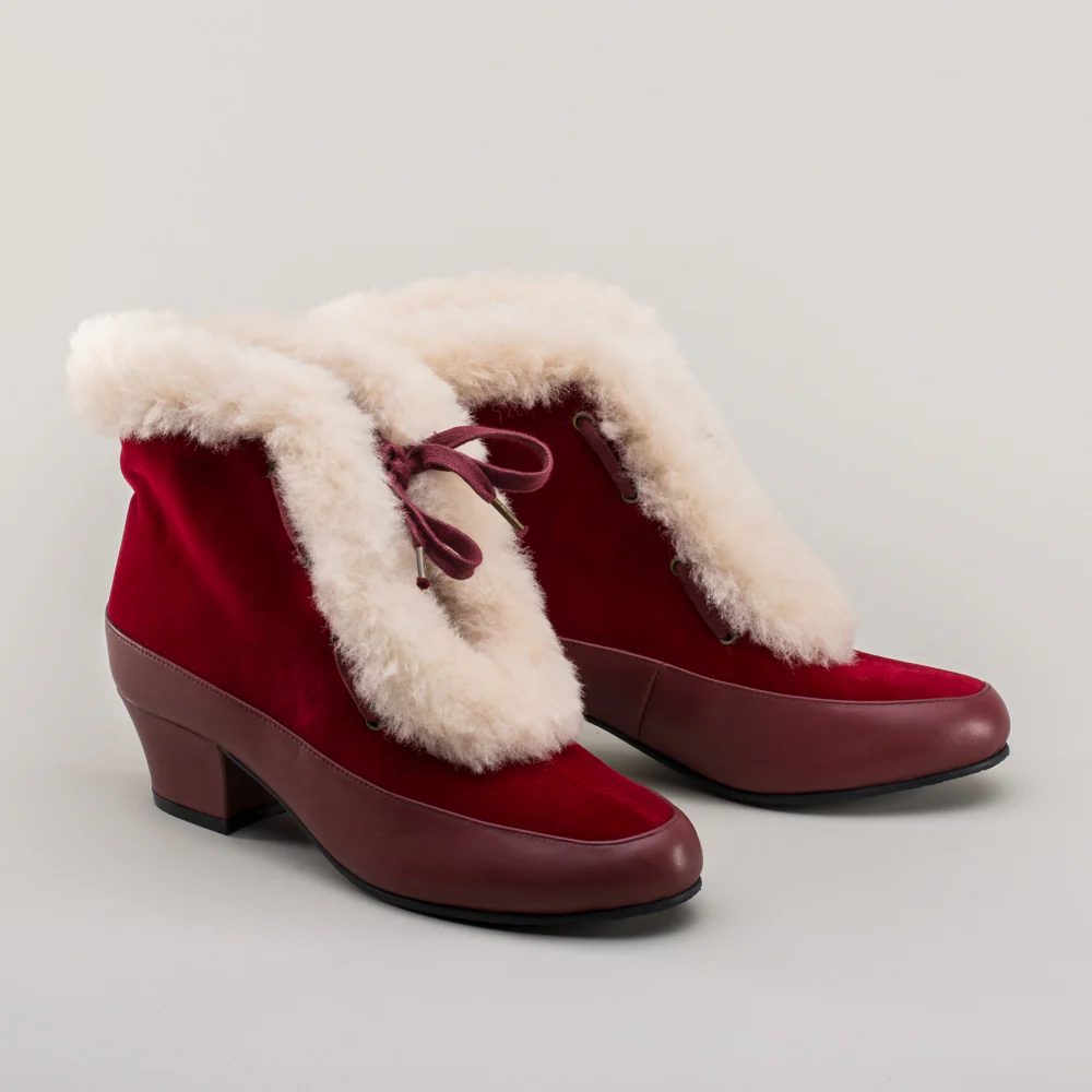 Alpen Retro Winter Booties (Oxblood/Ivory) - Image 5