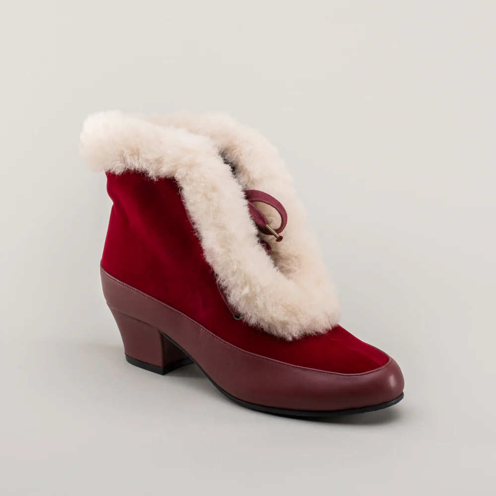 Alpen Retro Winter Booties (Oxblood/Ivory) - Image 6