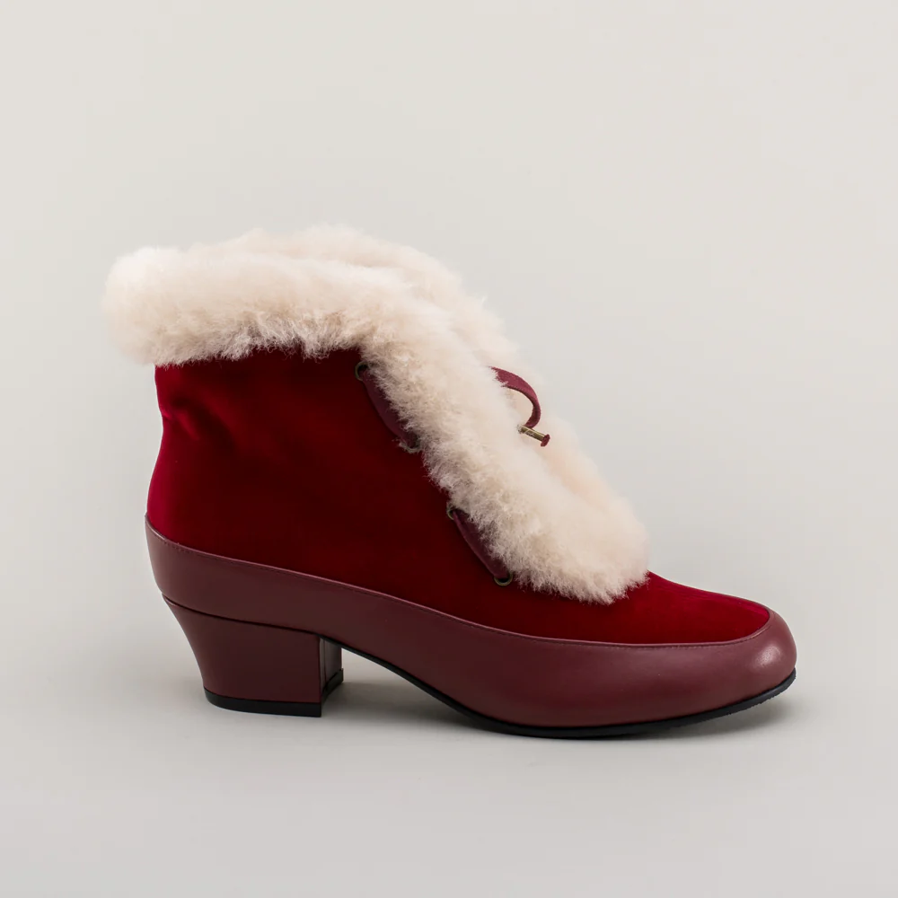 Alpen Retro Winter Booties (Oxblood/Ivory) - Image 7
