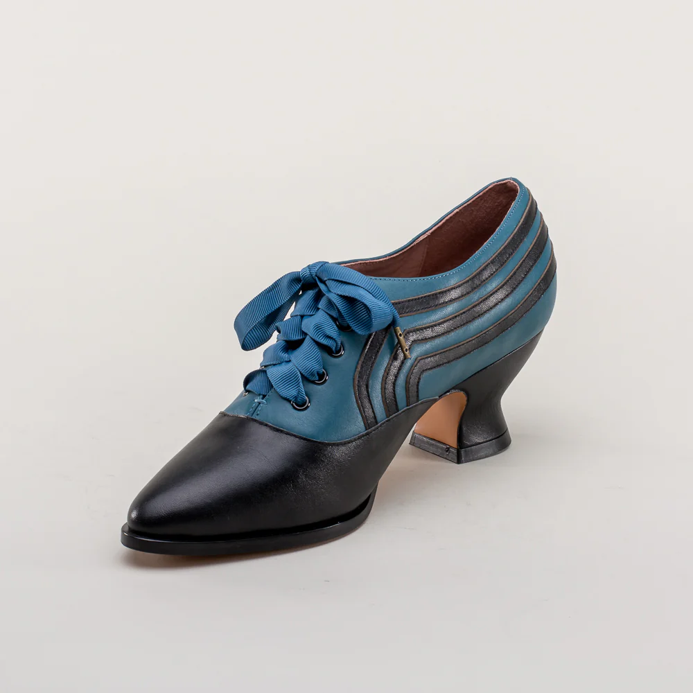 Bernadette Women's Edwardian Oxfords (Blue/Black) - Image 11