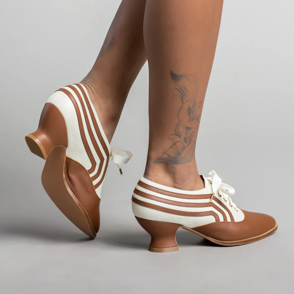 Bernadette Edwardian Oxfords (Tan/Ivory) - Image 3