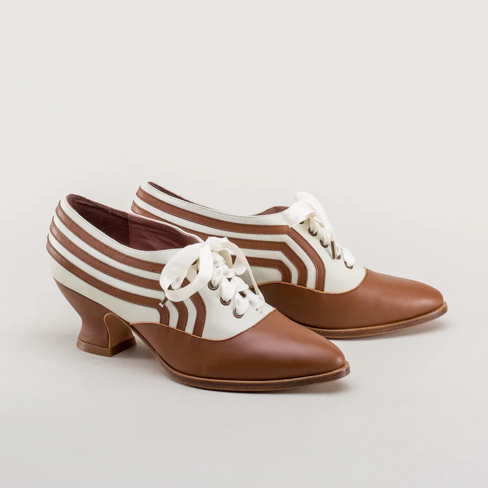 Bernadette Edwardian Oxfords (Tan/Ivory) - Image 4