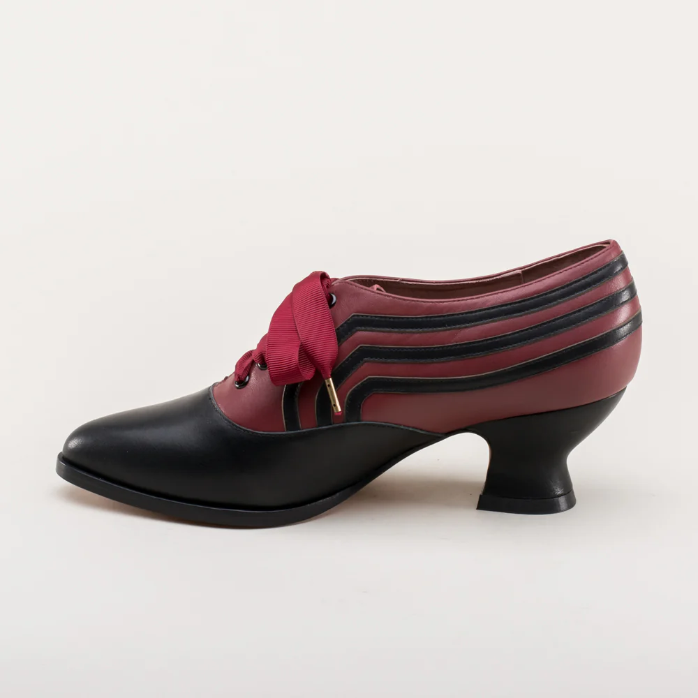 Bernadette Edwardian Oxfords (Burgundy/Black) - Image 10