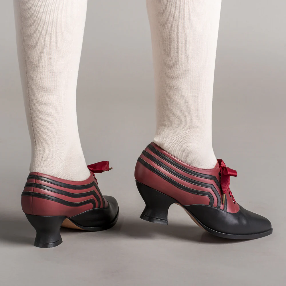 Bernadette Edwardian Oxfords (Burgundy/Black) - Image 3