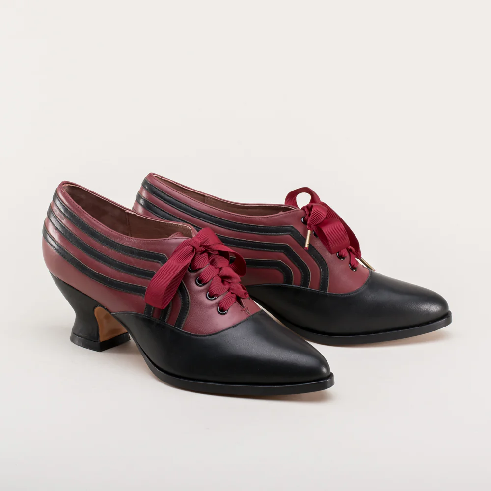 Bernadette Edwardian Oxfords (Burgundy/Black) - Image 4