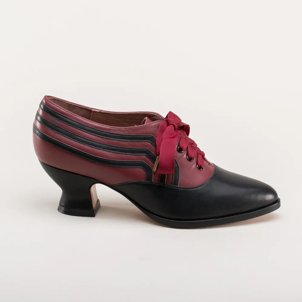 Bernadette Edwardian Oxfords (Burgundy/Black) - Image 6