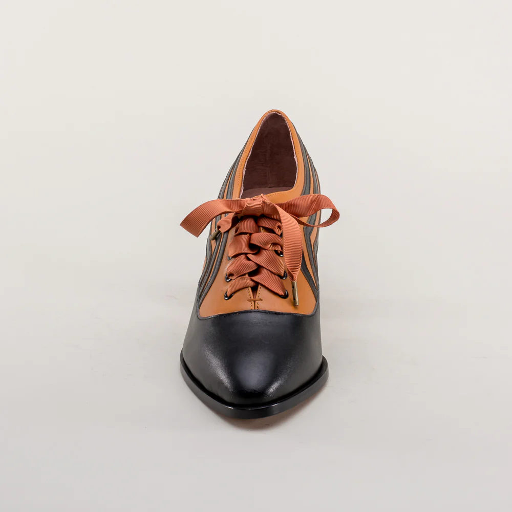 Bernadette Edwardian Oxfords Wide (Cognac/Black) - Image 12