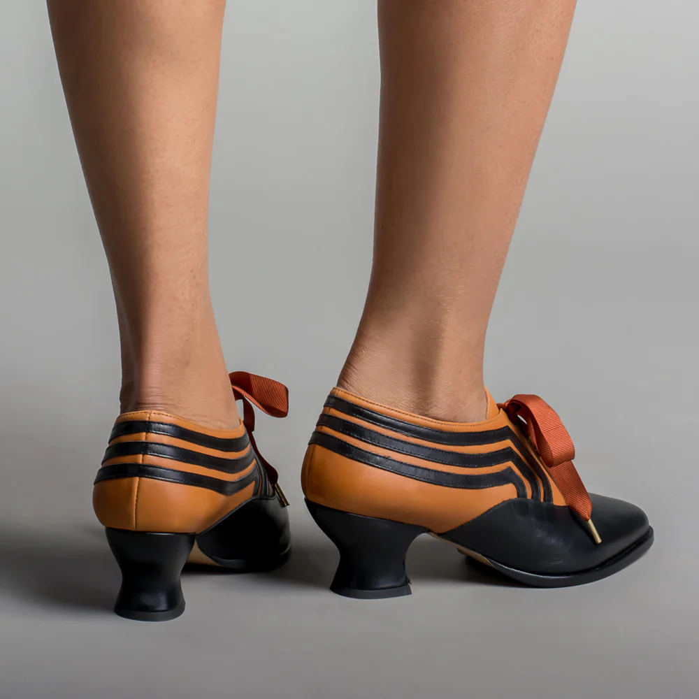 Bernadette Edwardian Oxfords Wide (Cognac/Black) - Image 3