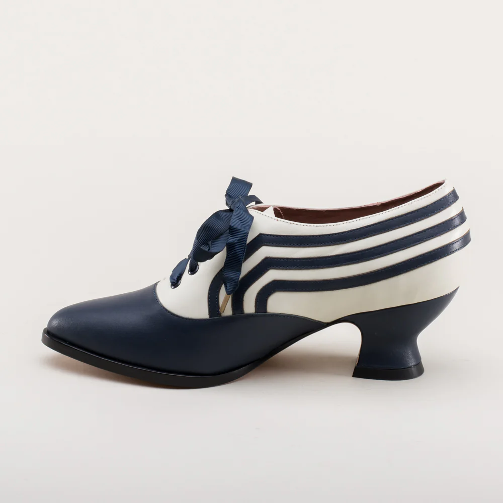 Bernadette Edwardian Oxfords Wide (Navy/Ivory) - Image 10