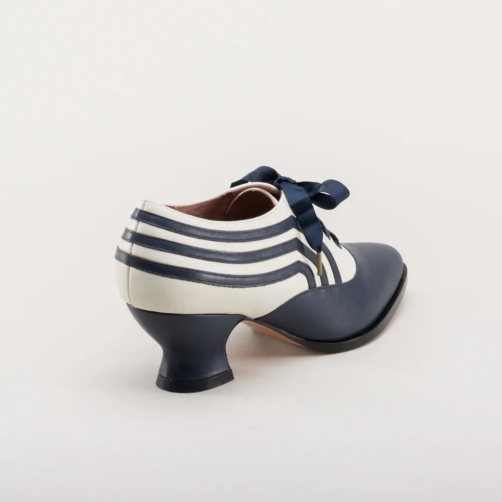 Bernadette Edwardian Oxfords Wide (Navy/Ivory) - Image 7