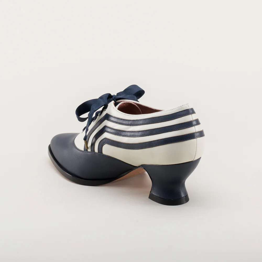 Bernadette Edwardian Oxfords Wide (Navy/Ivory) - Image 9