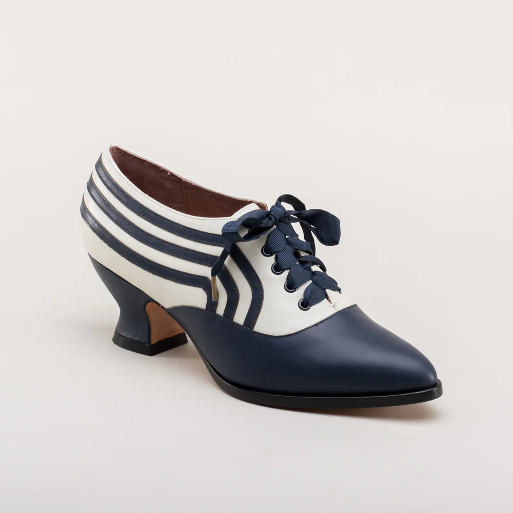 Bernadette Edwardian Oxfords (Navy/Ivory) - Image 5