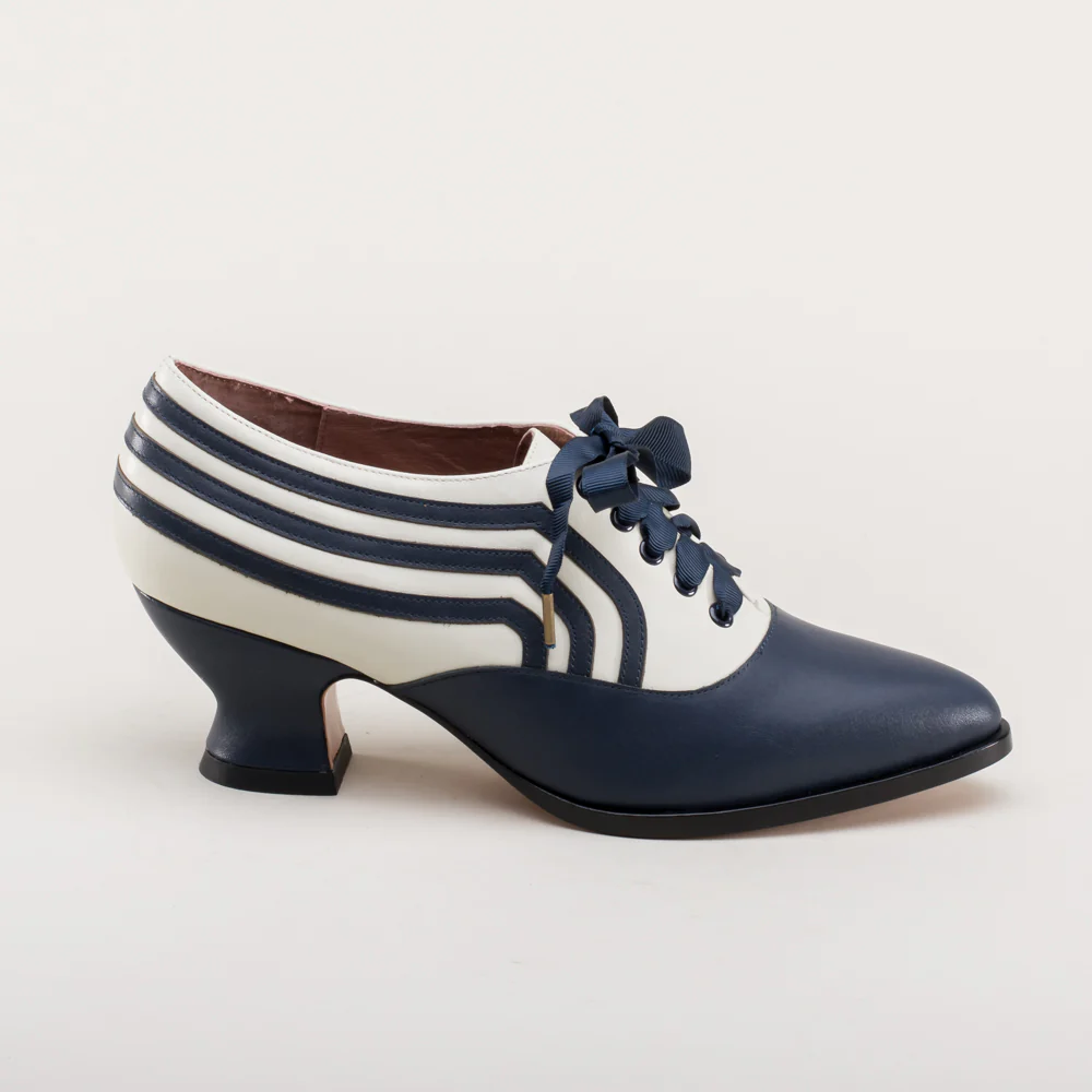 Bernadette Edwardian Oxfords (Navy/Ivory) - Image 6