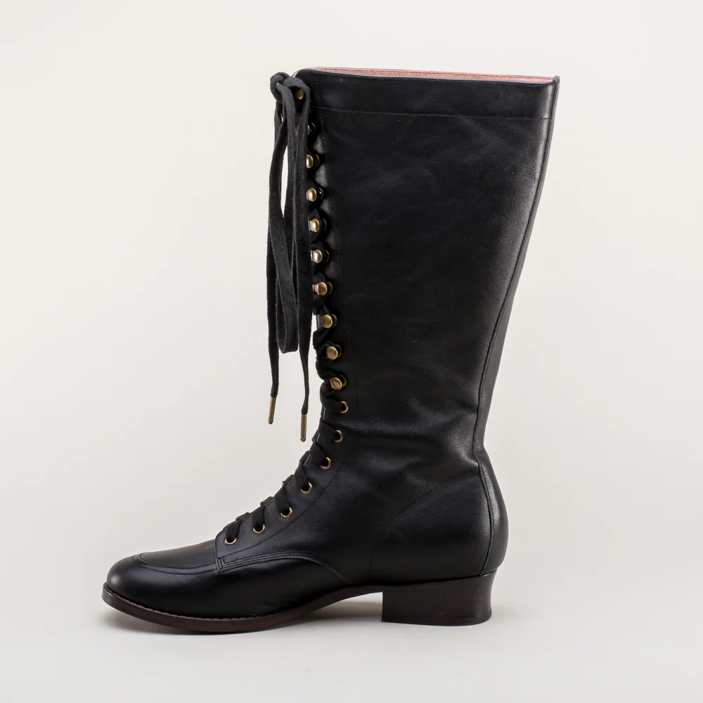 Bessie Vintage Aviator Boots (Black) - Image 10
