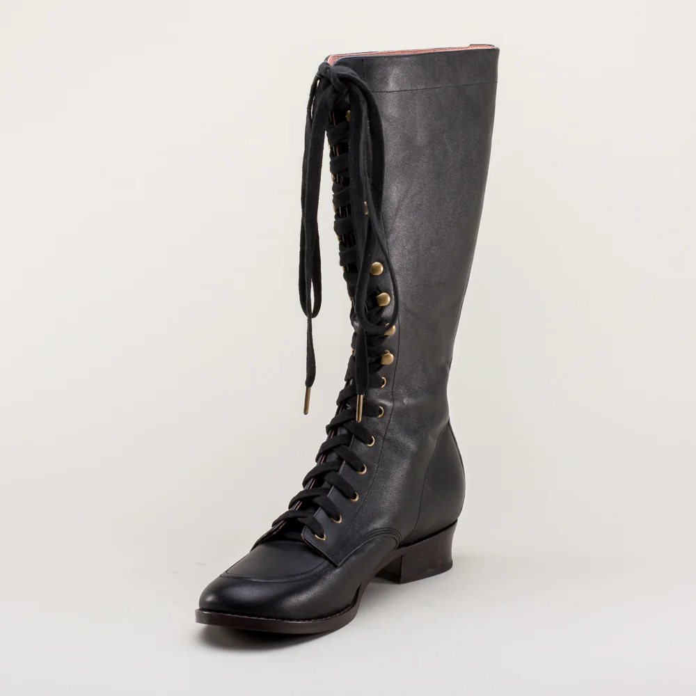 Bessie Vintage Aviator Boots (Black) - Image 11