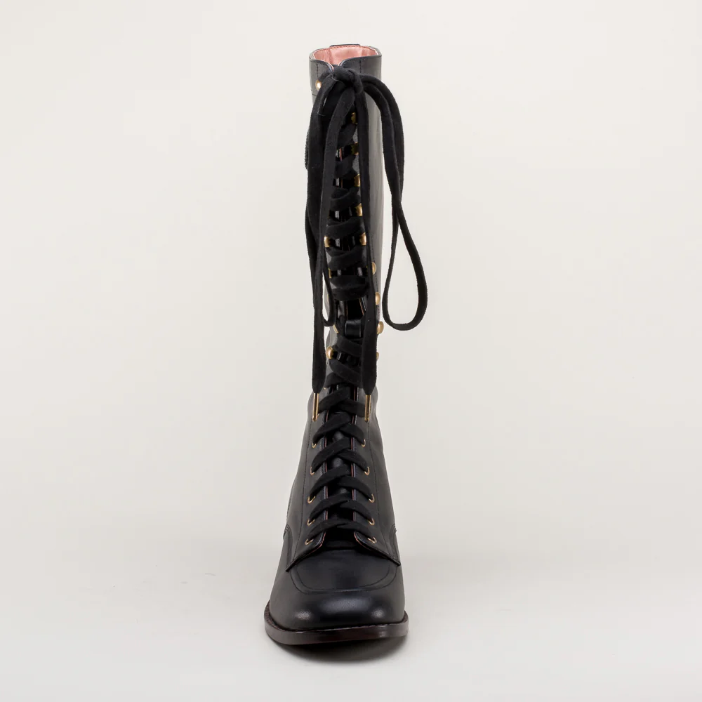 Bessie Vintage Aviator Boots (Black) - Image 12
