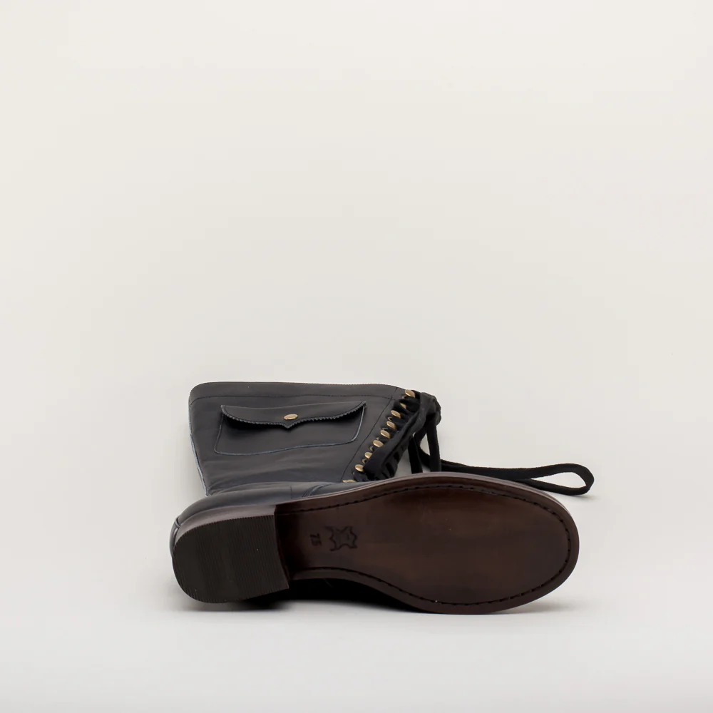 Bessie Vintage Aviator Boots (Black) - Image 13