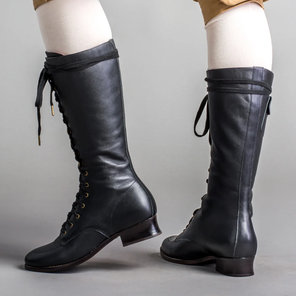 Bessie Vintage Aviator Boots (Black) - Image 3