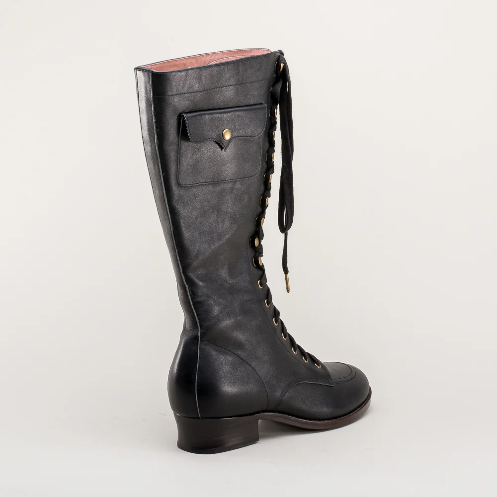 Bessie Vintage Aviator Boots (Black) - Image 7