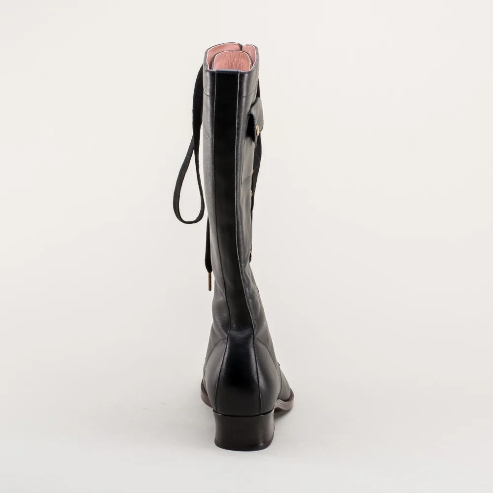 Bessie Vintage Aviator Boots (Black) - Image 8