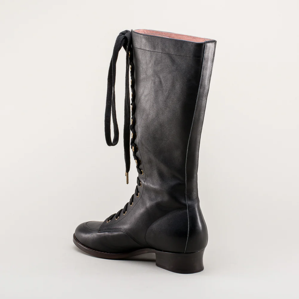 Bessie Vintage Aviator Boots (Black) - Image 9