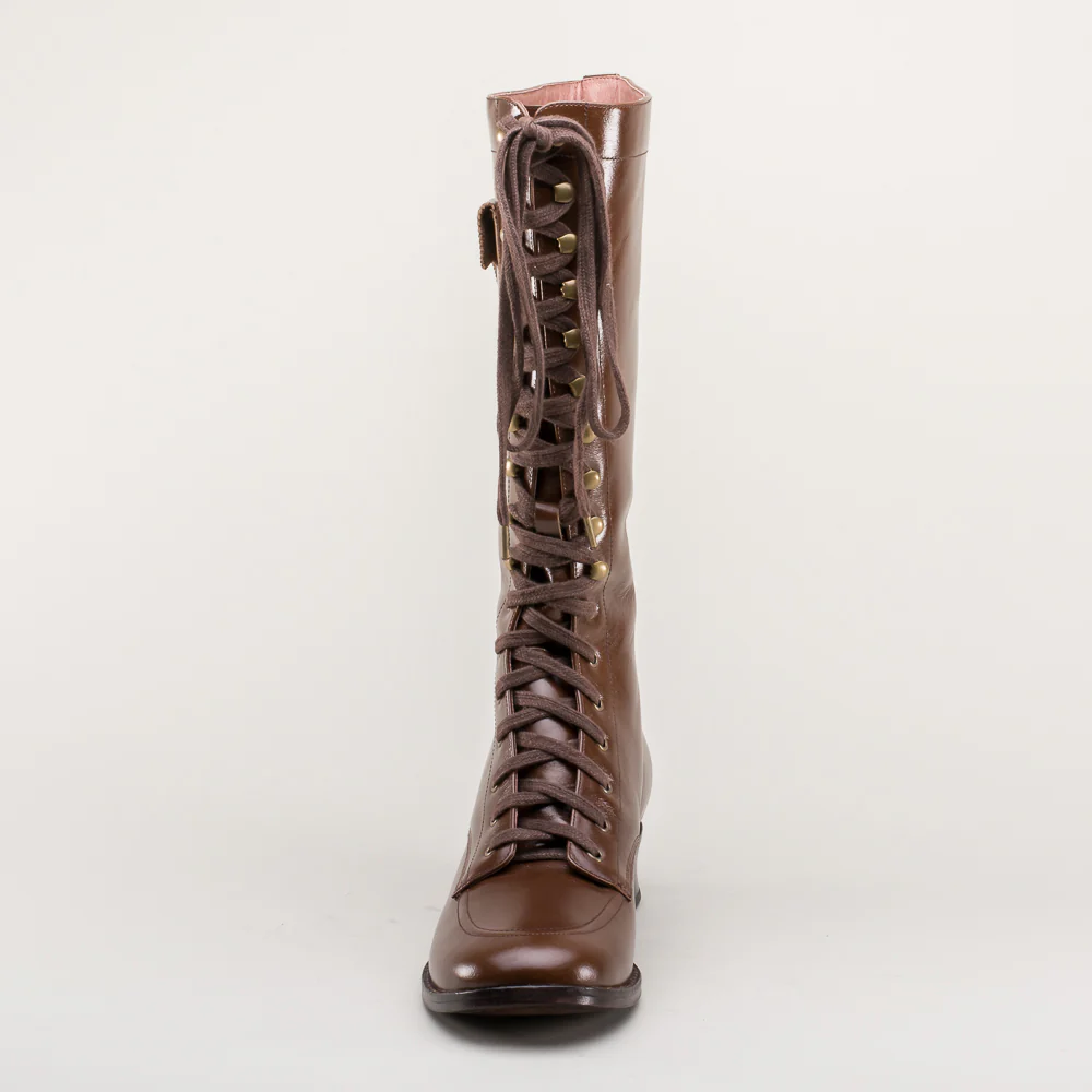 Bessie Vintage Aviator Boots (Brown) - Image 12