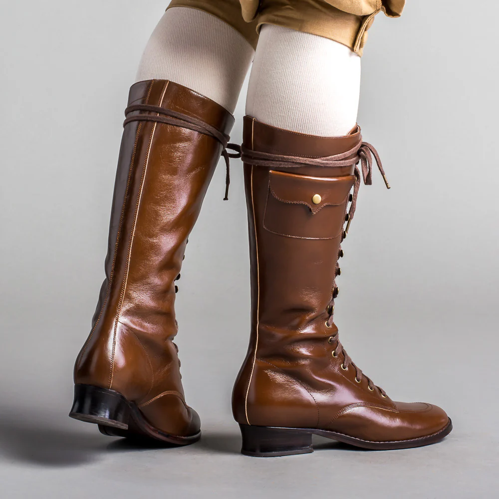 Bessie Vintage Aviator Boots (Brown) - Image 3