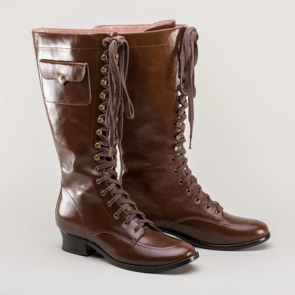 Bessie Vintage Aviator Boots (Brown) - Image 4