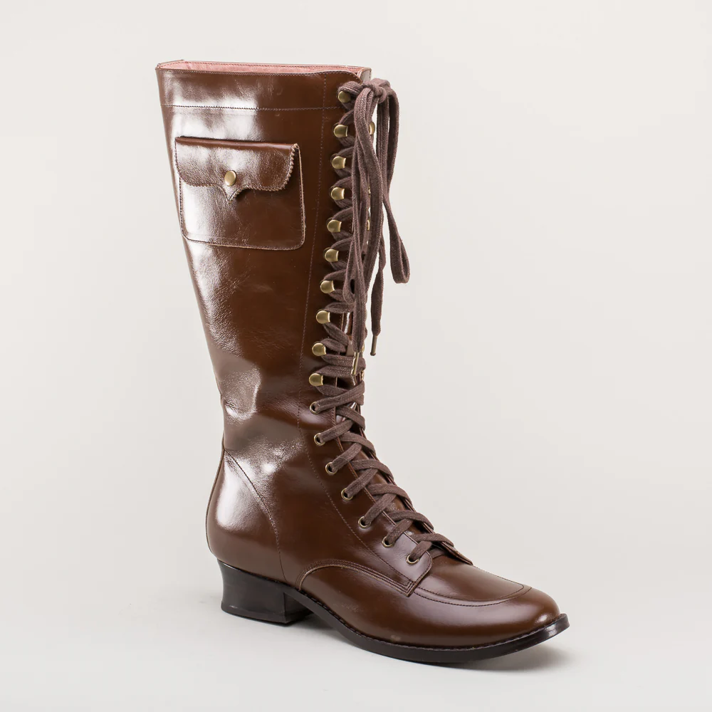 Bessie Vintage Aviator Boots (Brown) - Image 5