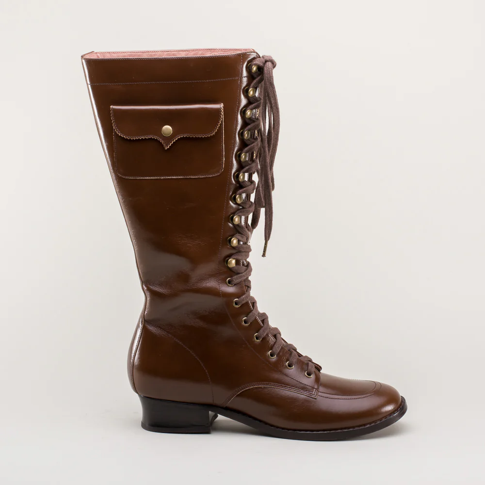 Bessie Vintage Aviator Boots (Brown) - Image 6