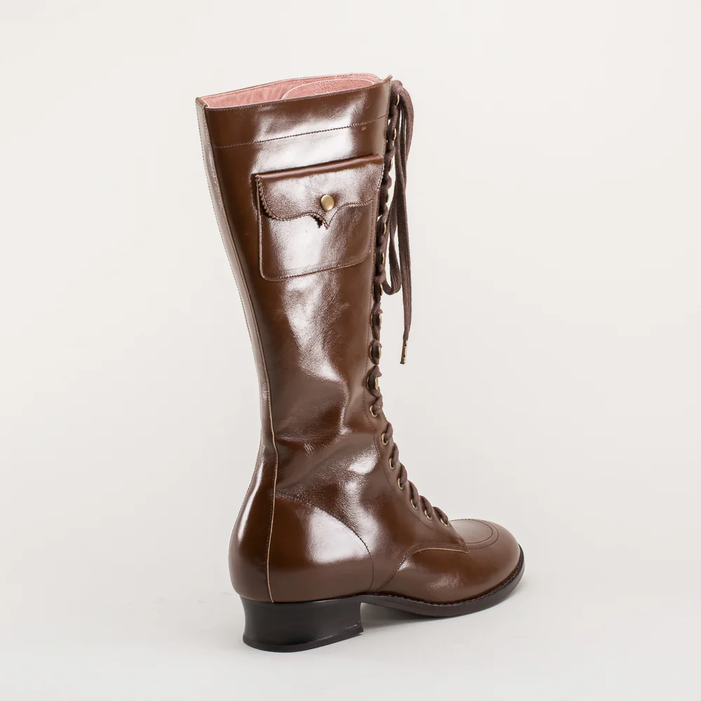Bessie Vintage Aviator Boots (Brown) - Image 7