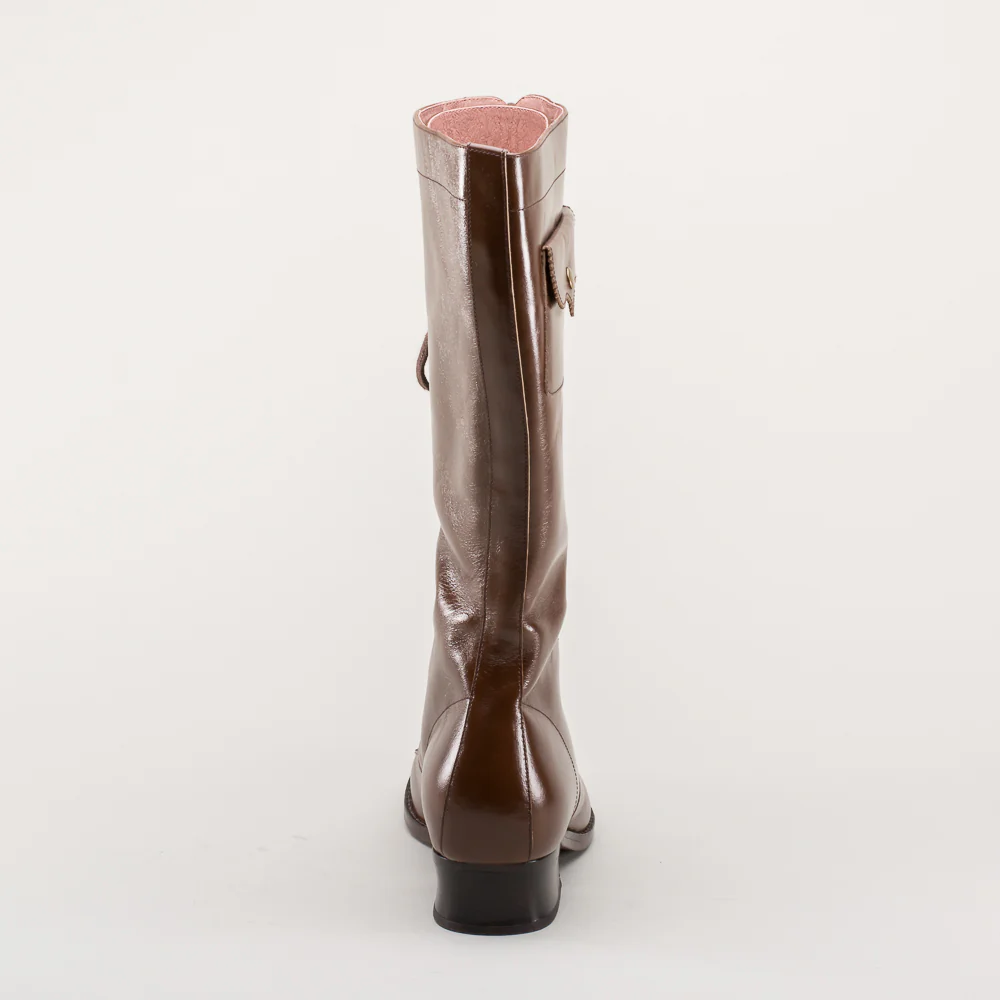 Bessie Vintage Aviator Boots (Brown) - Image 8