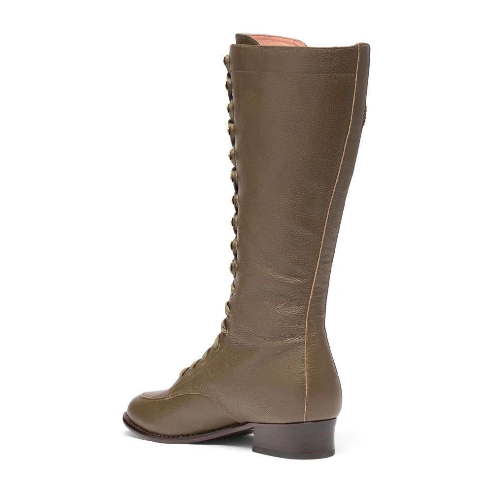 Bessie Vintage Aviator Boots (Olive Green) - Image 6