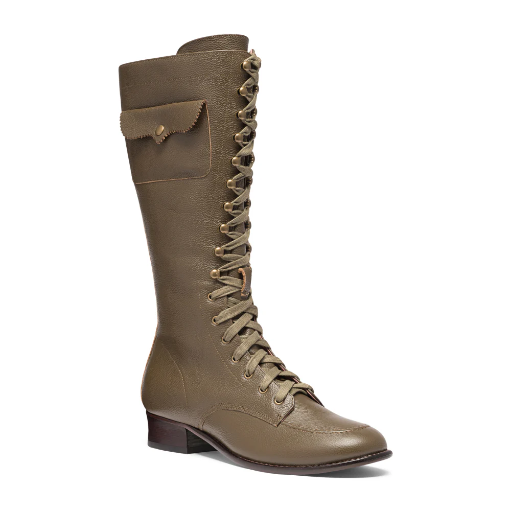 Bessie Vintage Aviator Boots (Olive Green) - Image 2