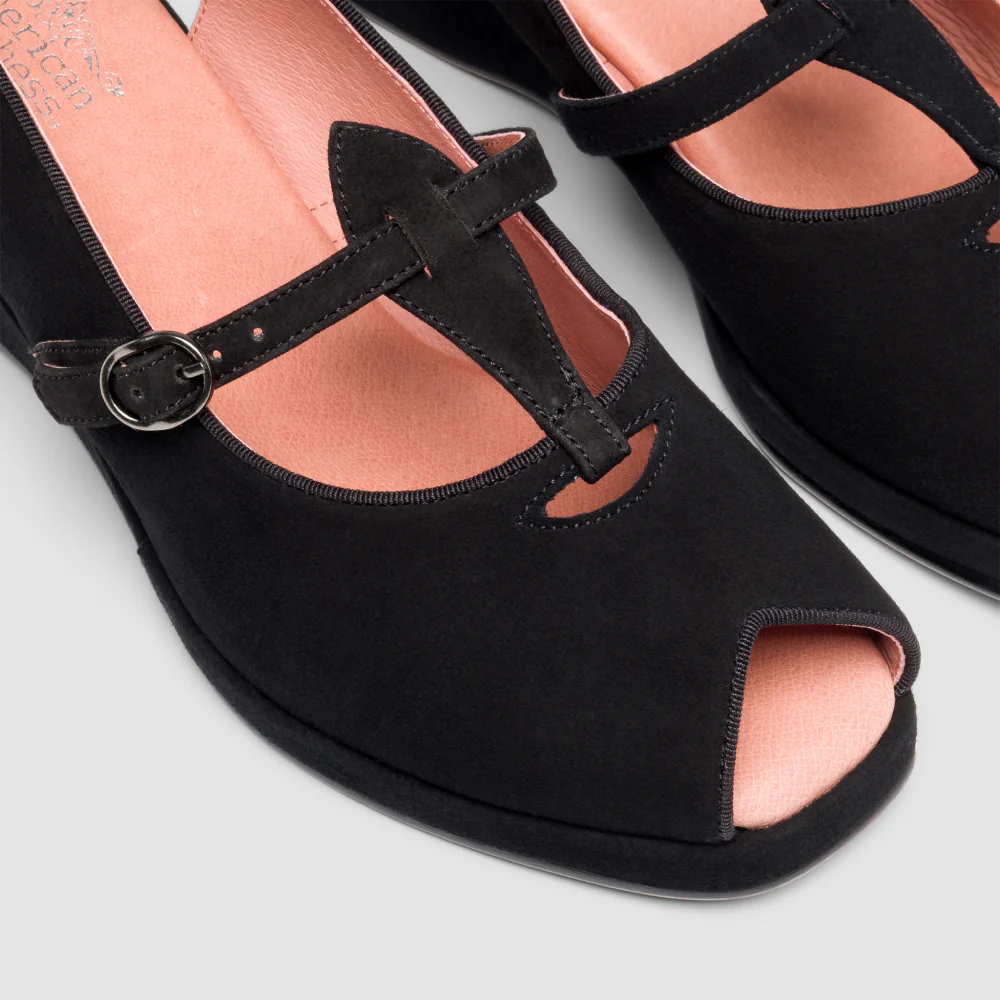 Betty Vintage Sandals (Black Suede) - Image 5