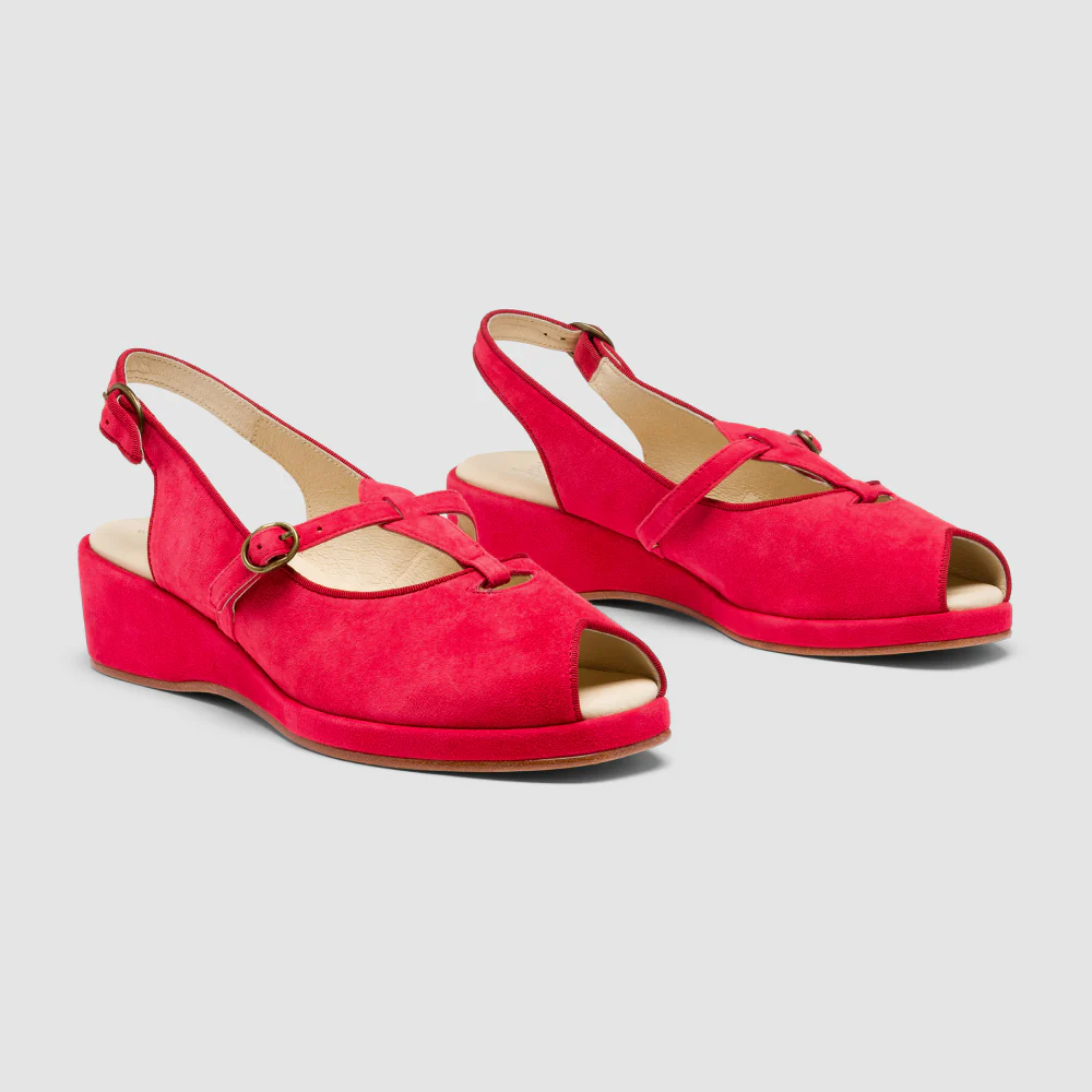 Betty Vintage Sandals (Red Suede) - Image 2