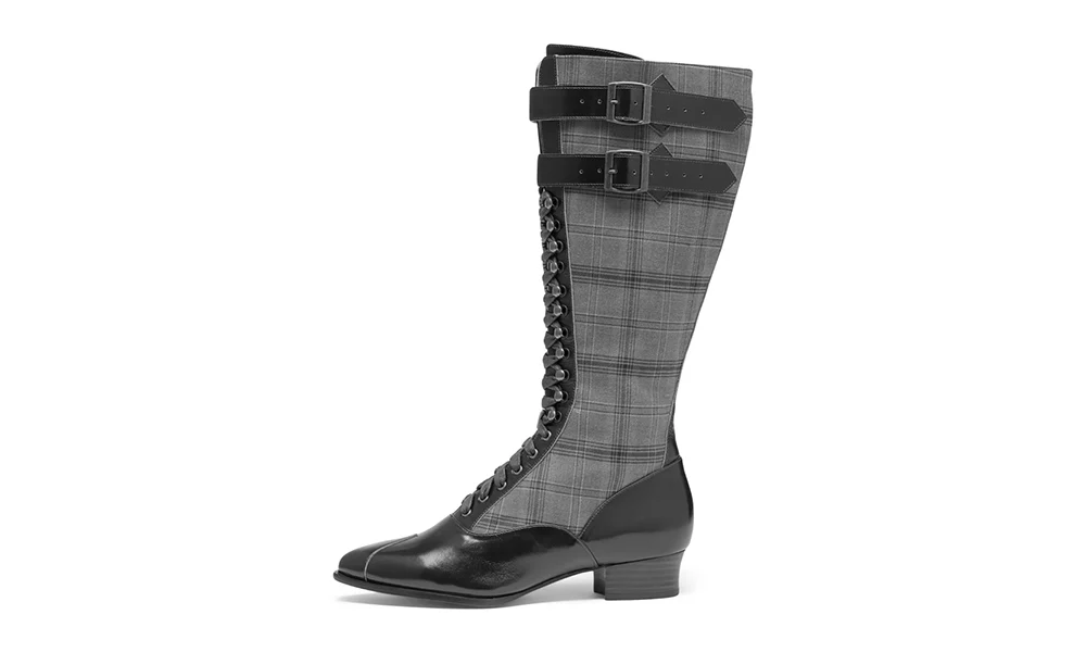 Cambridge Edwardian Bicycle Boots (Brown/Plaid) - Image 5
