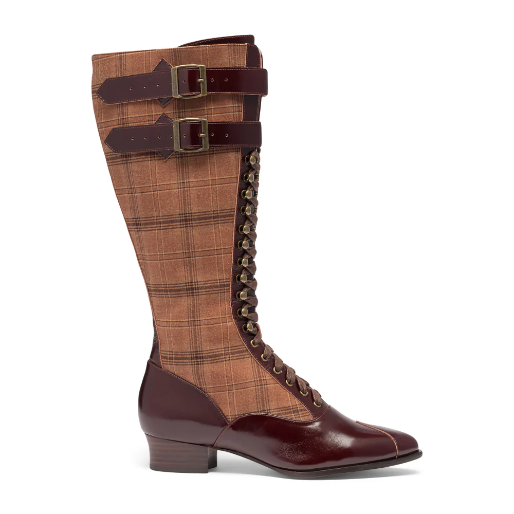 Cambridge Edwardian Bicycle Boots (Brown/Plaid) - Image 3