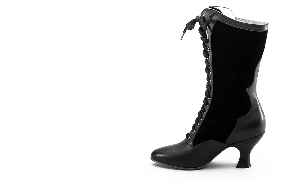 Camille Edwardian Boots (Black/Green) - Image 15