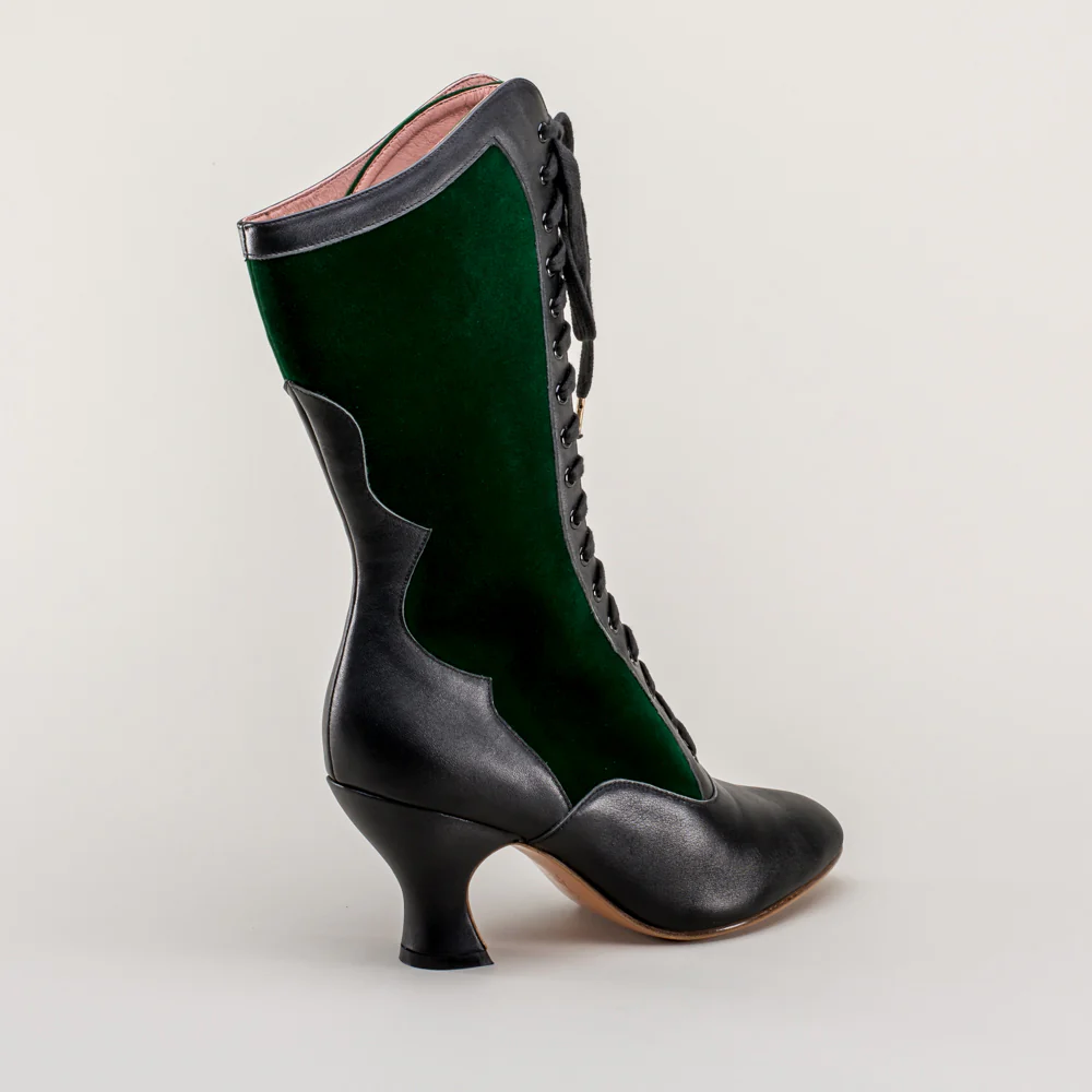 Camille Edwardian Boots (Black/Green) - Image 8
