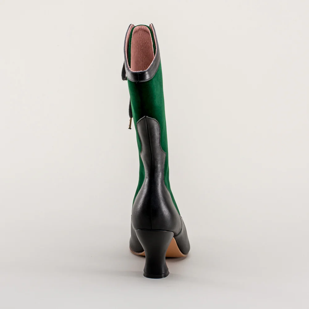 Camille Edwardian Boots (Black/Green) - Image 9