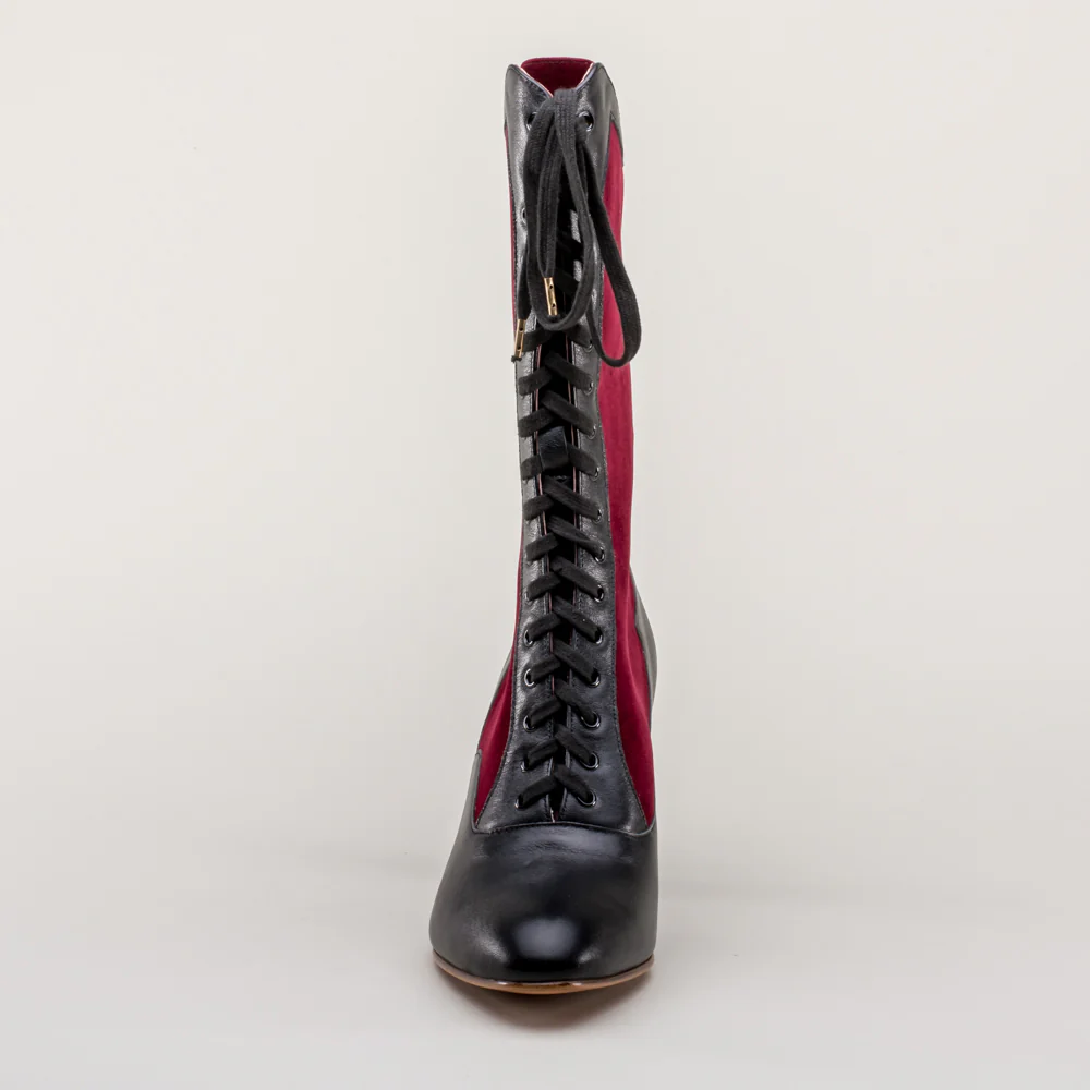 Camille Edwardian Boots (Burgundy/Black) - Image 13