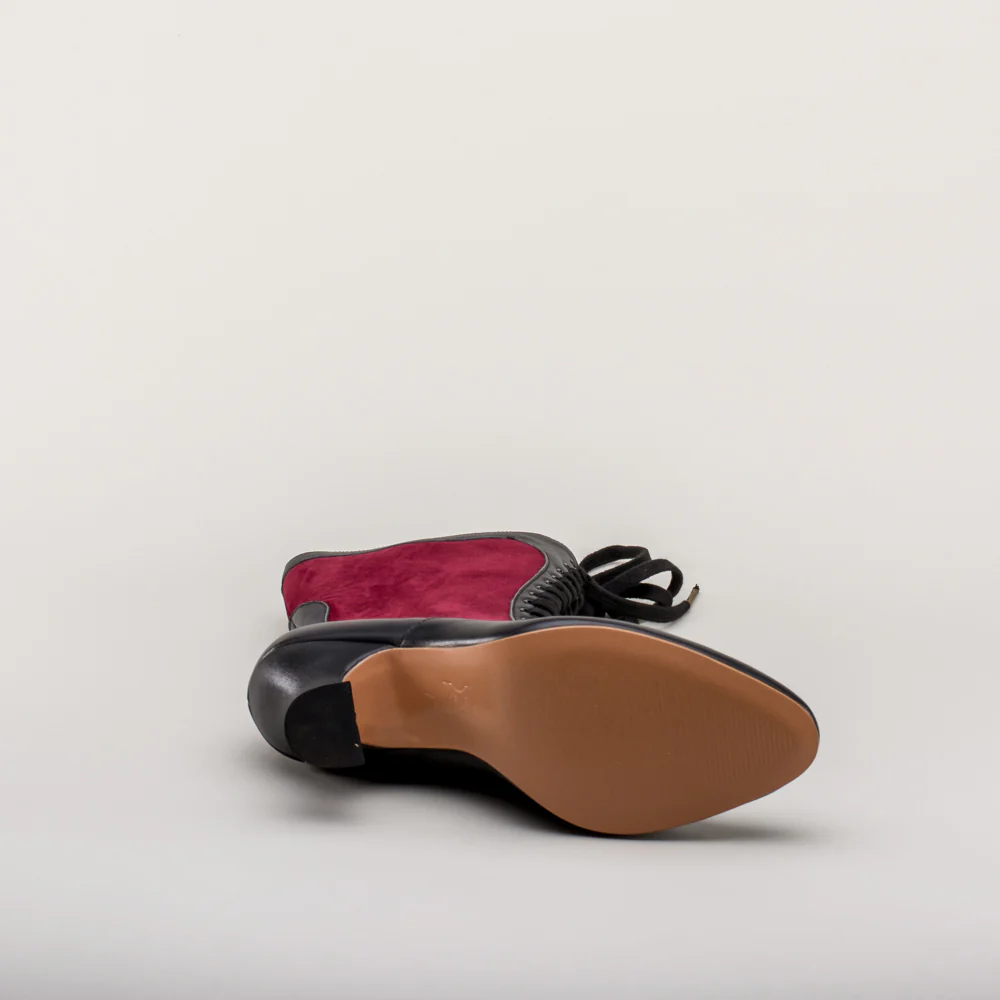 Camille Edwardian Boots (Burgundy/Black) - Image 14