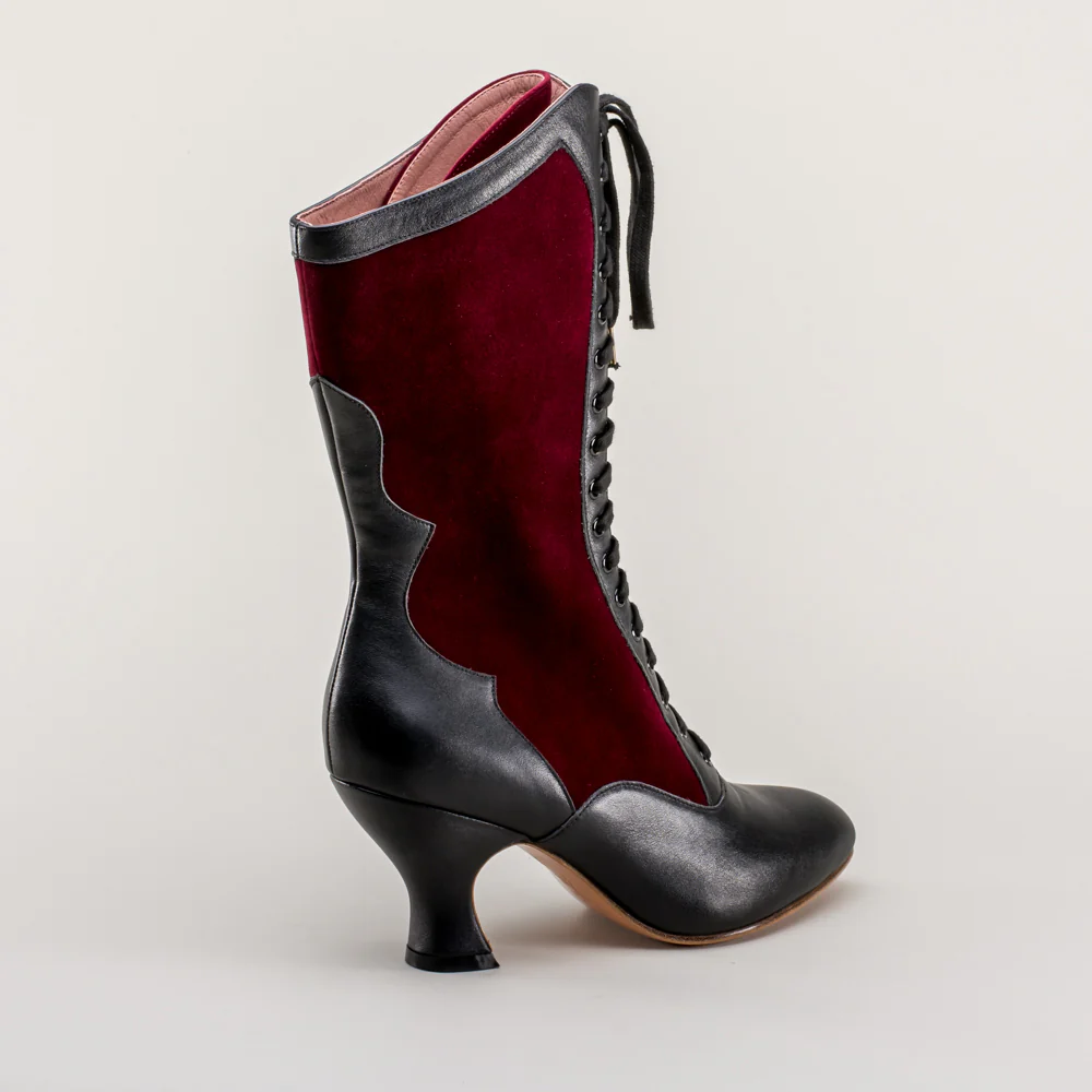 Camille Edwardian Boots (Burgundy/Black) - Image 8