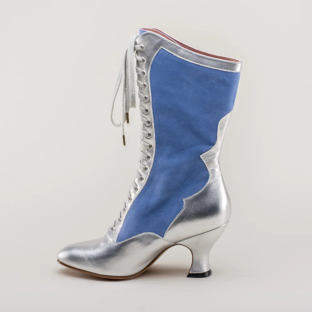 Star Princess Camille Edwardian Boots (Silver/Blue) - Image 13