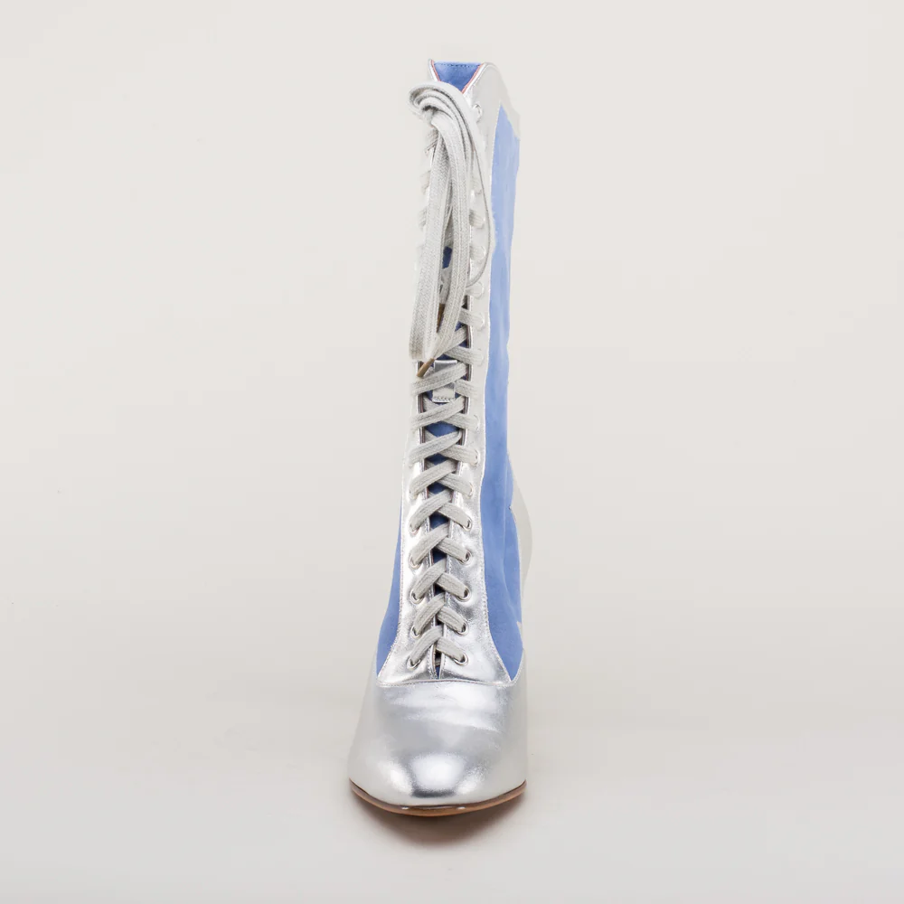 Star Princess Camille Edwardian Boots (Silver/Blue) - Image 15