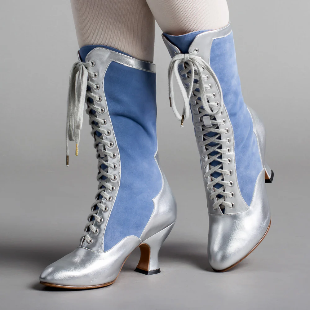 Star Princess Camille Edwardian Boots (Silver/Blue) - Image 2