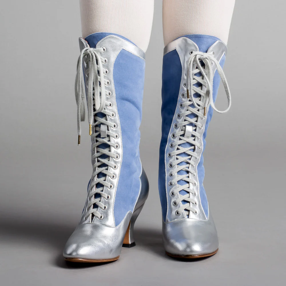 Star Princess Camille Edwardian Boots (Silver/Blue) - Image 3